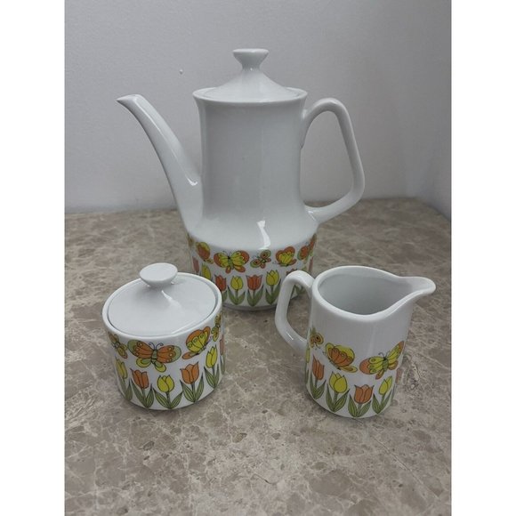 Trimont Other - Vintage Trimont Ware Mod tulip & butterfly  tea Service Coffee set 60’s Japan